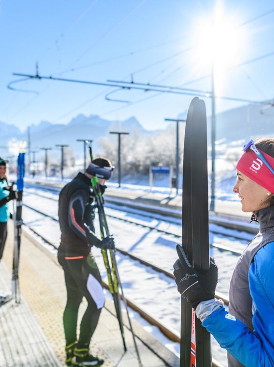 Taking the train to go cross-country skiing