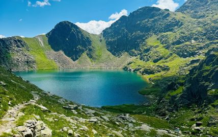 A mountain lake in summer