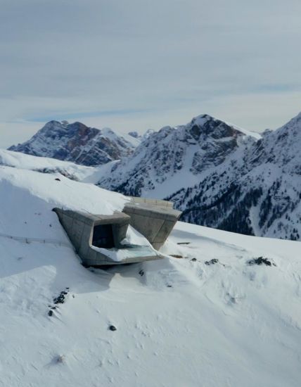The snow-covered Messner Mountain Museum Corones