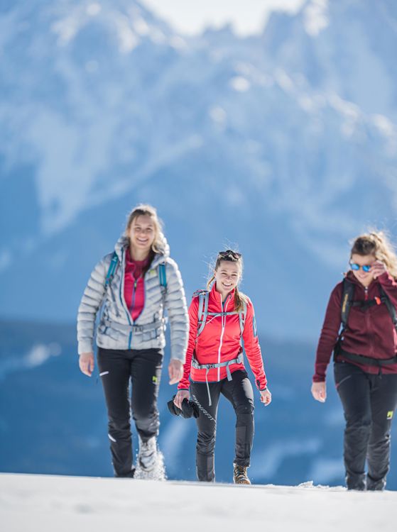 Three women on a winter hike