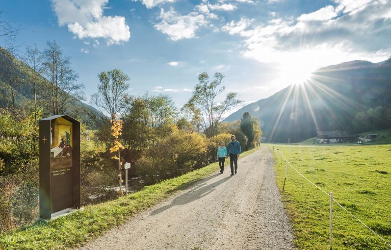 Two people on a themed hike